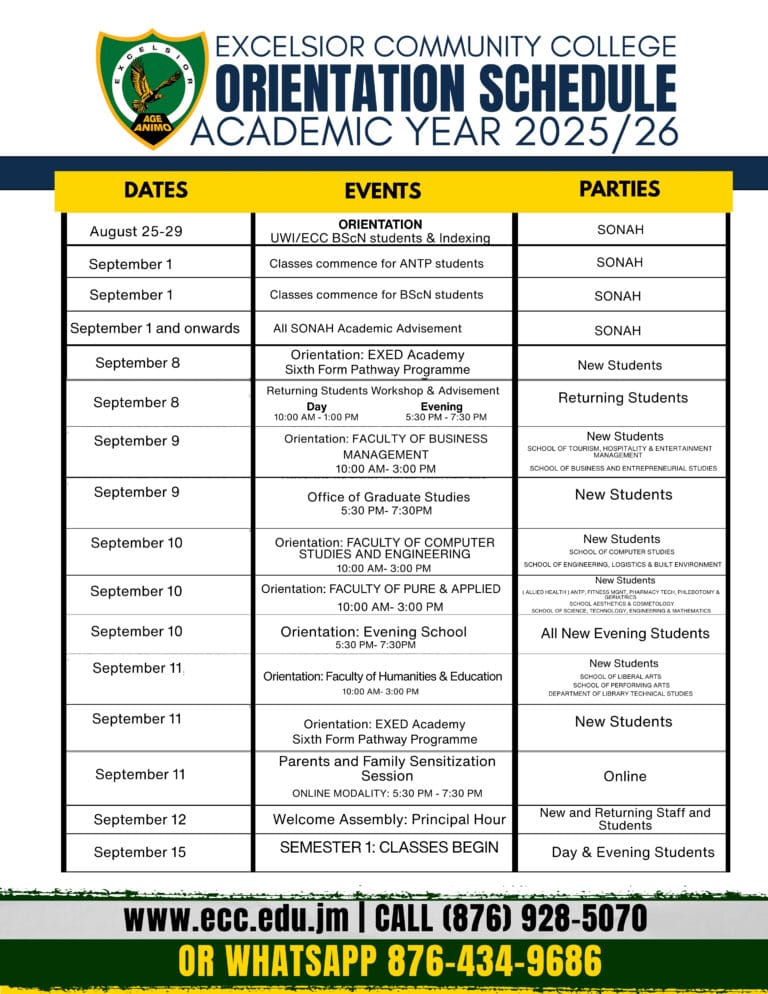 Academic Year 2025/2026 Orientation Schedule