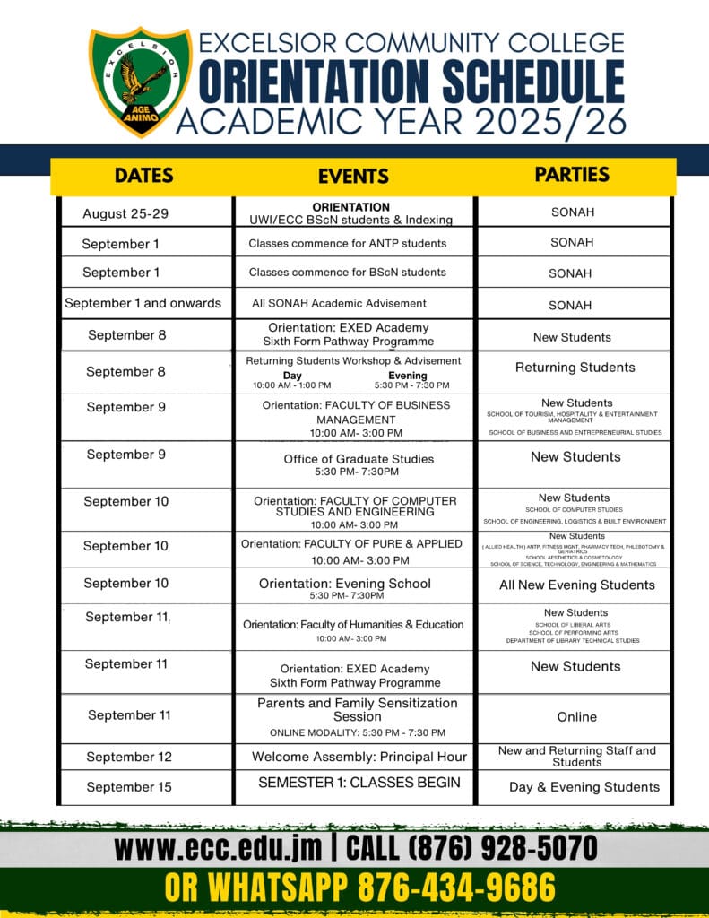 ECC Orientation Schedule New